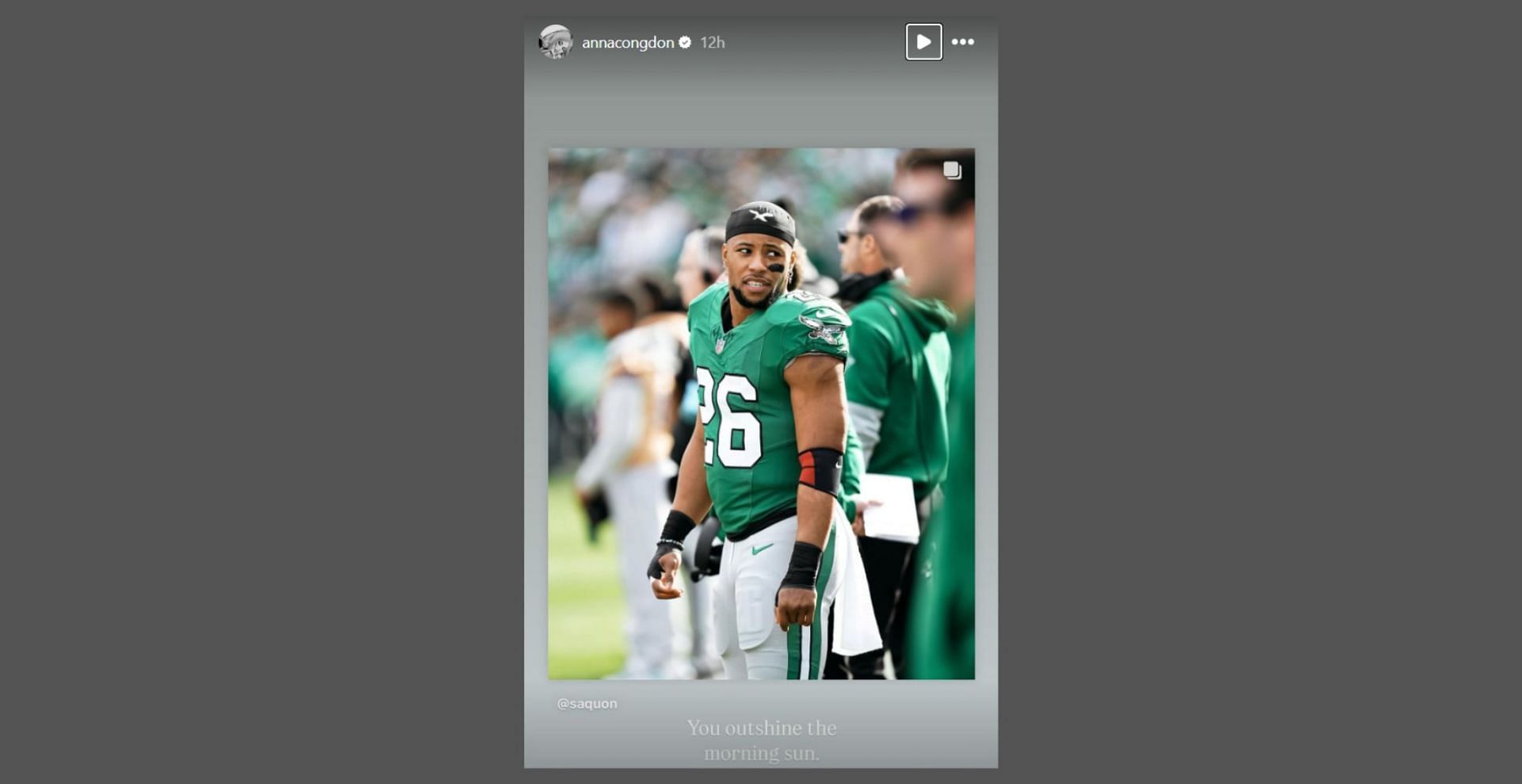 Saquon Barkley's girlfriend Anna Congdon drops 5-word reaction to Eagles RB's historic achievement in Week 17 (Image Source: instagram.com/annacongdon)